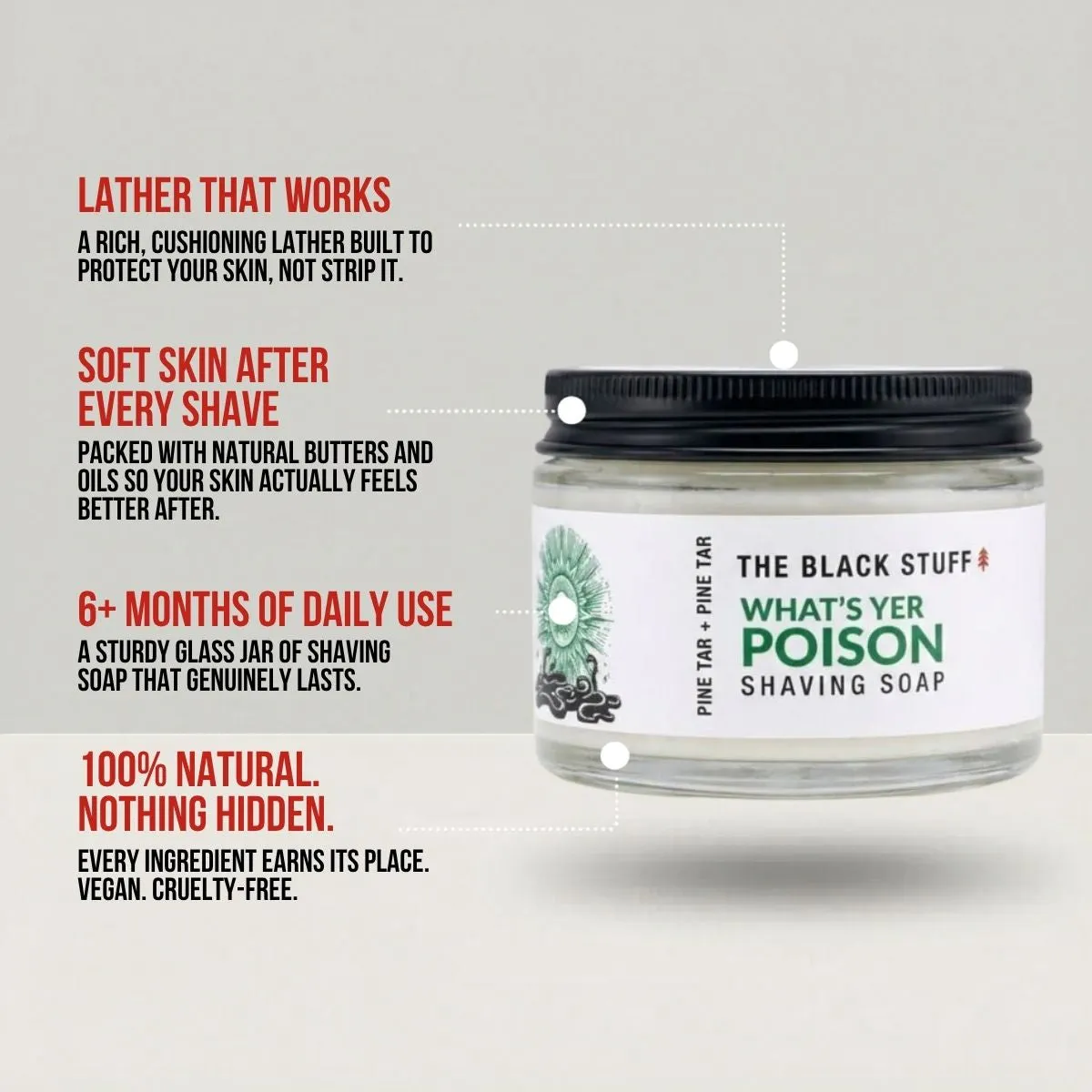 The Black Stuff What's Yer Poison barbersæbe 155 g glas