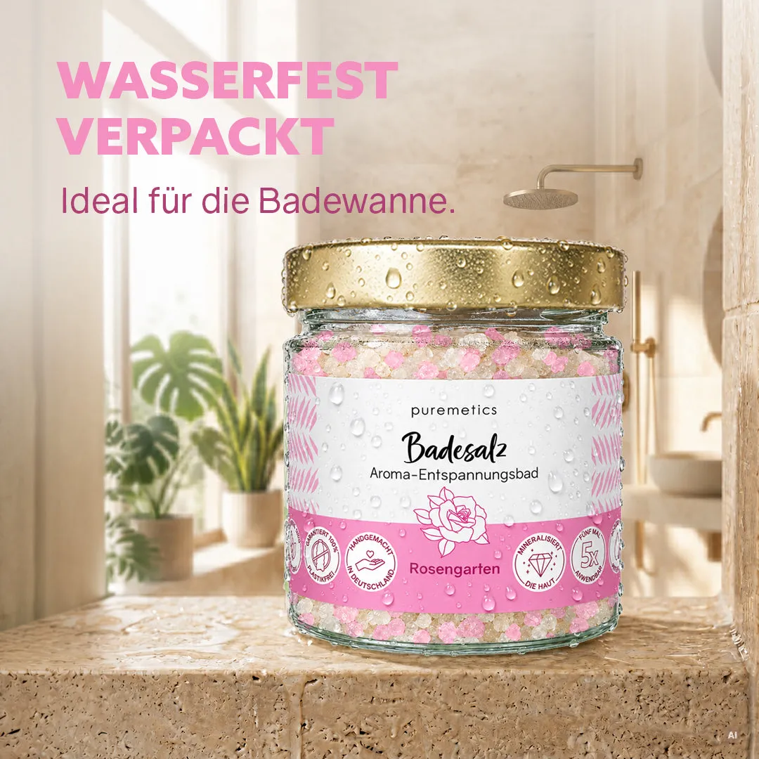 puremetics Rosengarten badesalt 1 glas med roseduft