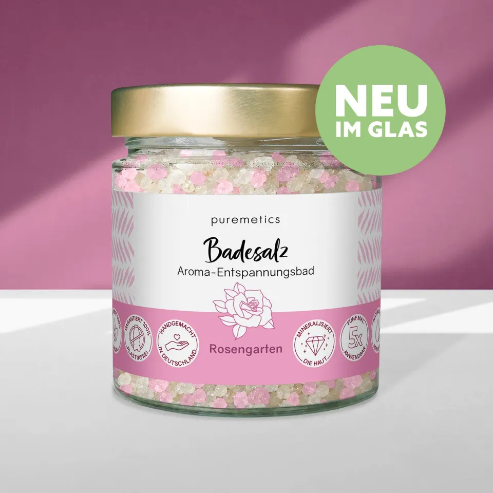 puremetics Rosengarten badesalt 1 glas med roseduft