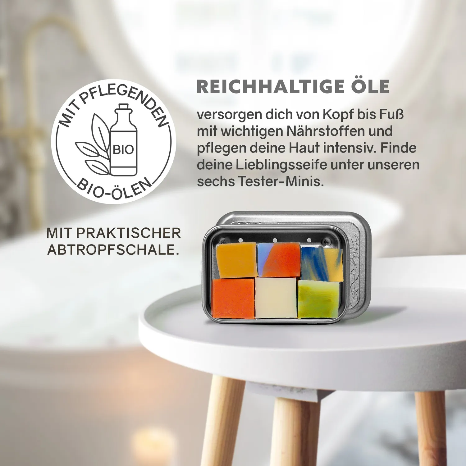 puremetics Seifenminis testbox faste sæber 6 stk sølv