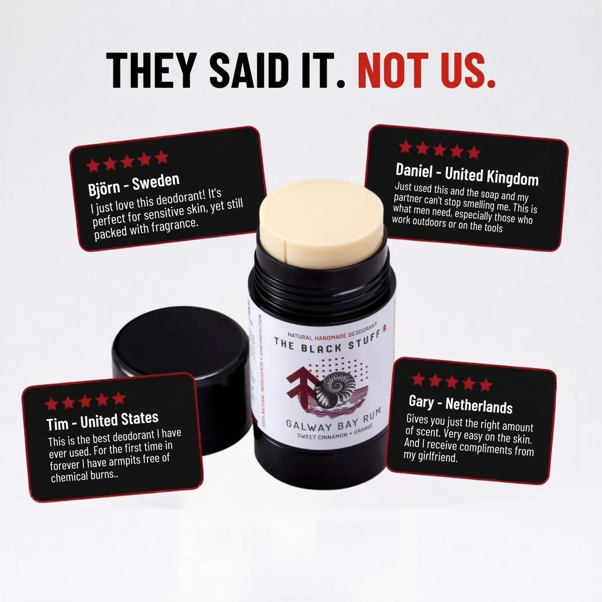 The Black Stuff Galway Bay Rum deodorant 9 olier kanel