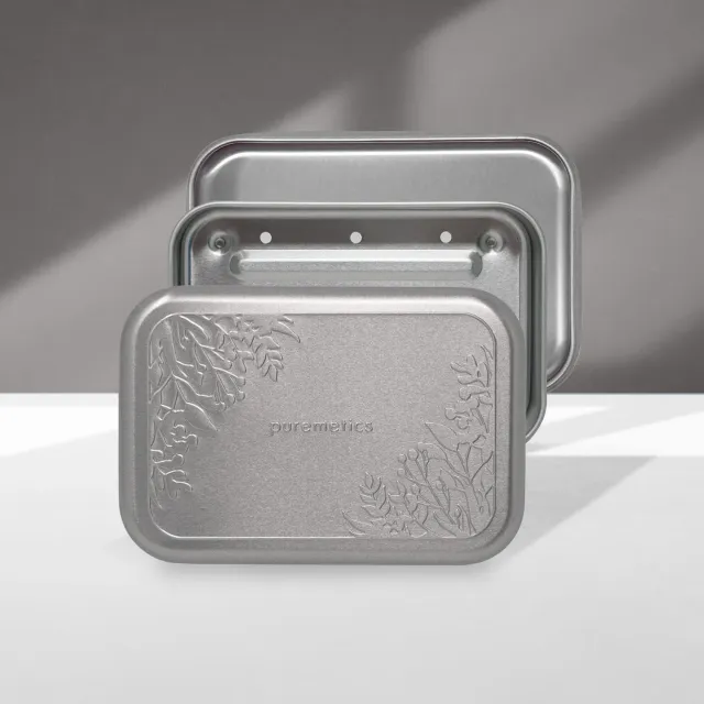 puremetics sæbeæske mat sølv floral alu 32 g