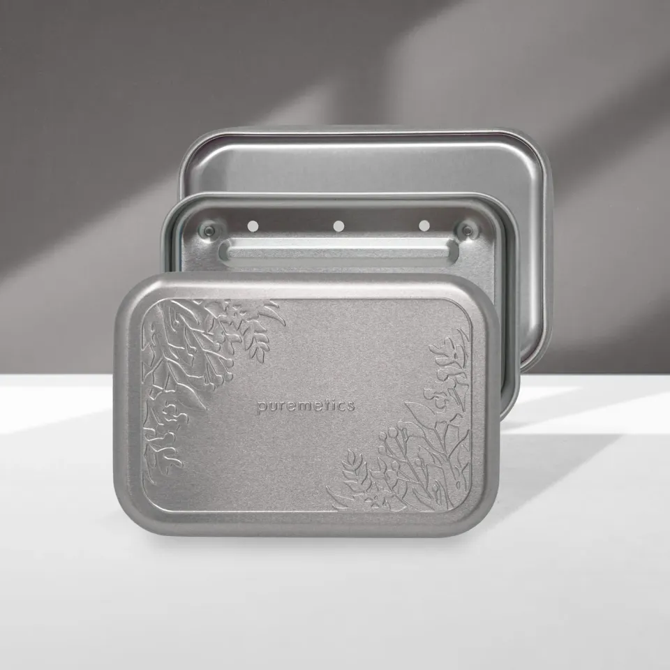 puremetics sæbeæske mat sølv floral alu 32 g