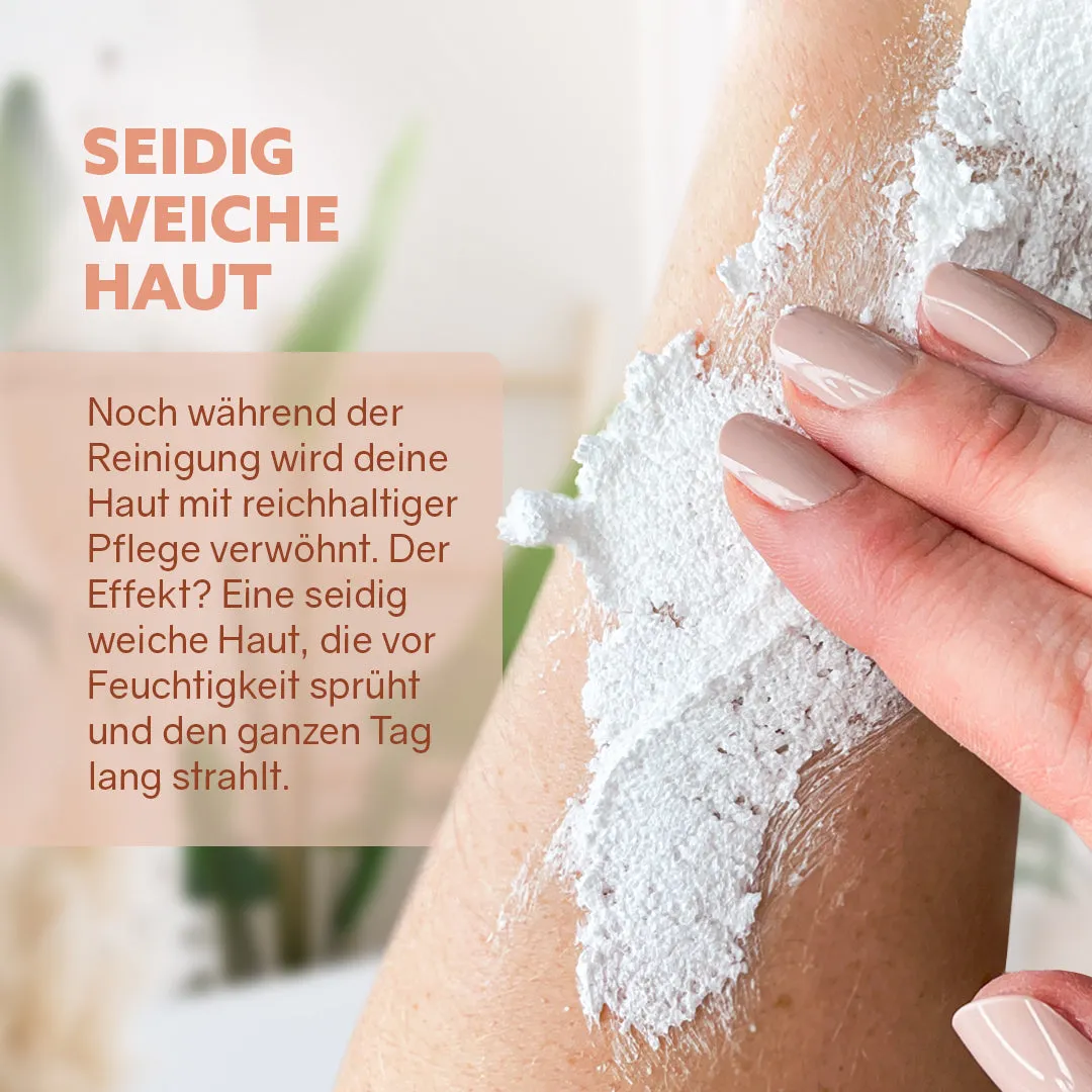 puremetics Dusch-Fluff brusefluff mandelmælk glas 1 stk