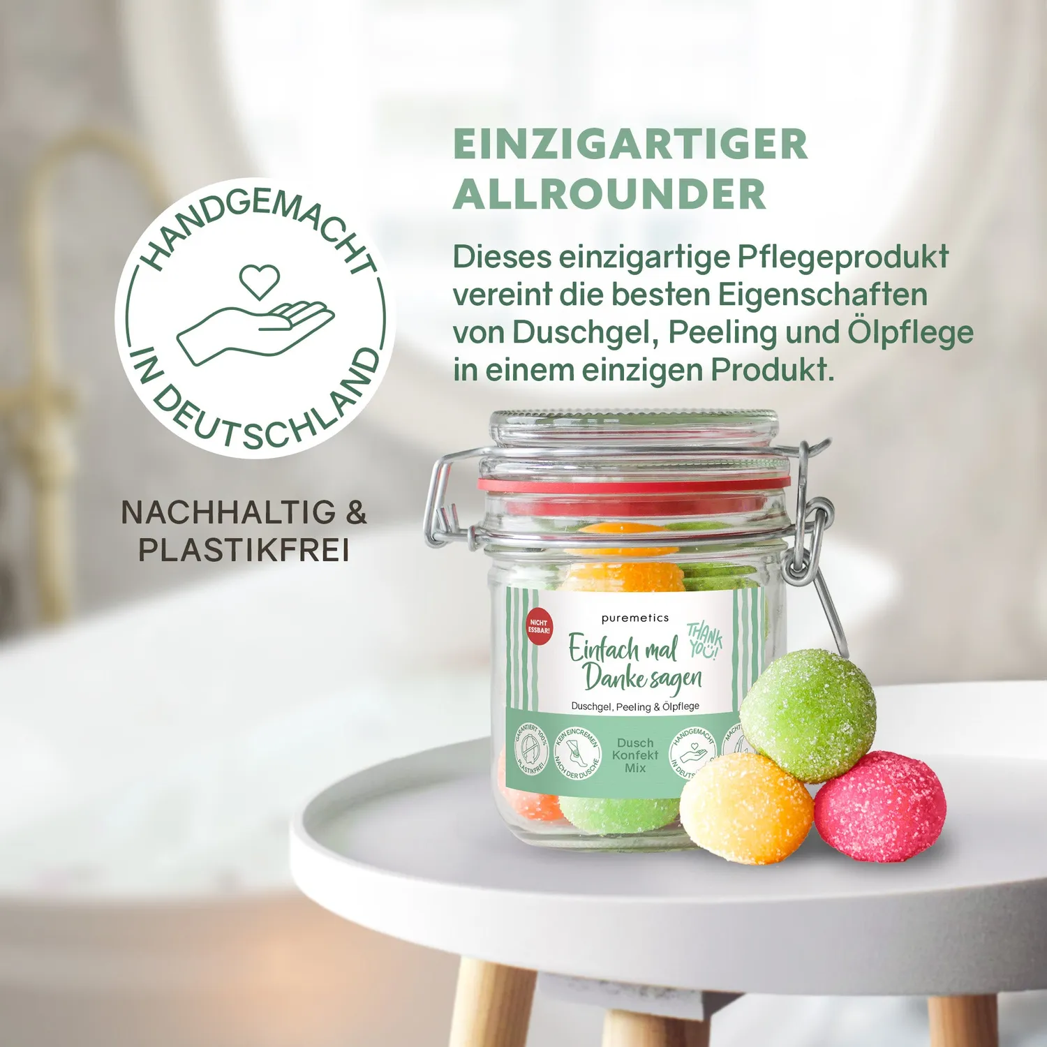 puremetics 3in1 Dusch-Konfekt Danke sagen badesæbe 10 stk