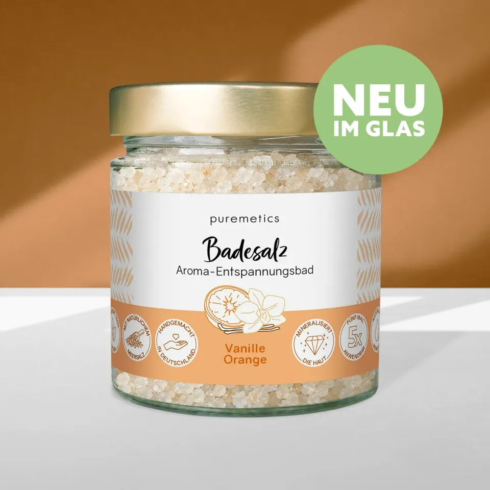 puremetics badesalt vanilje appelsin 1 glas