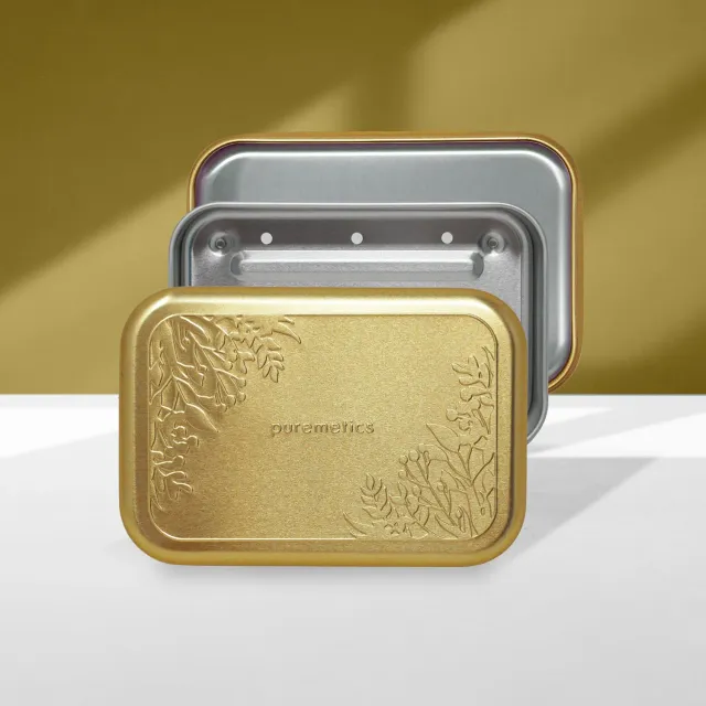 puremetics Seifenbox Matt-Gold Floral sæbeæske aluminium