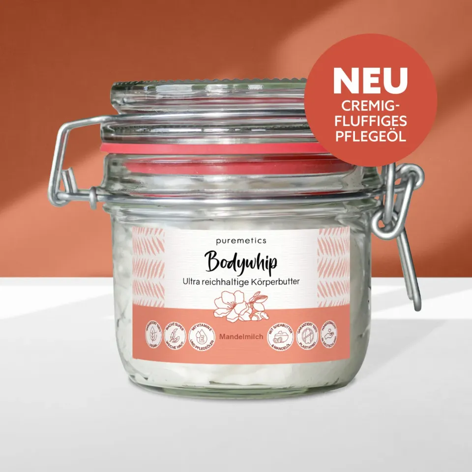 puremetics Bodywhip kropscreme mandelmælk tør hud