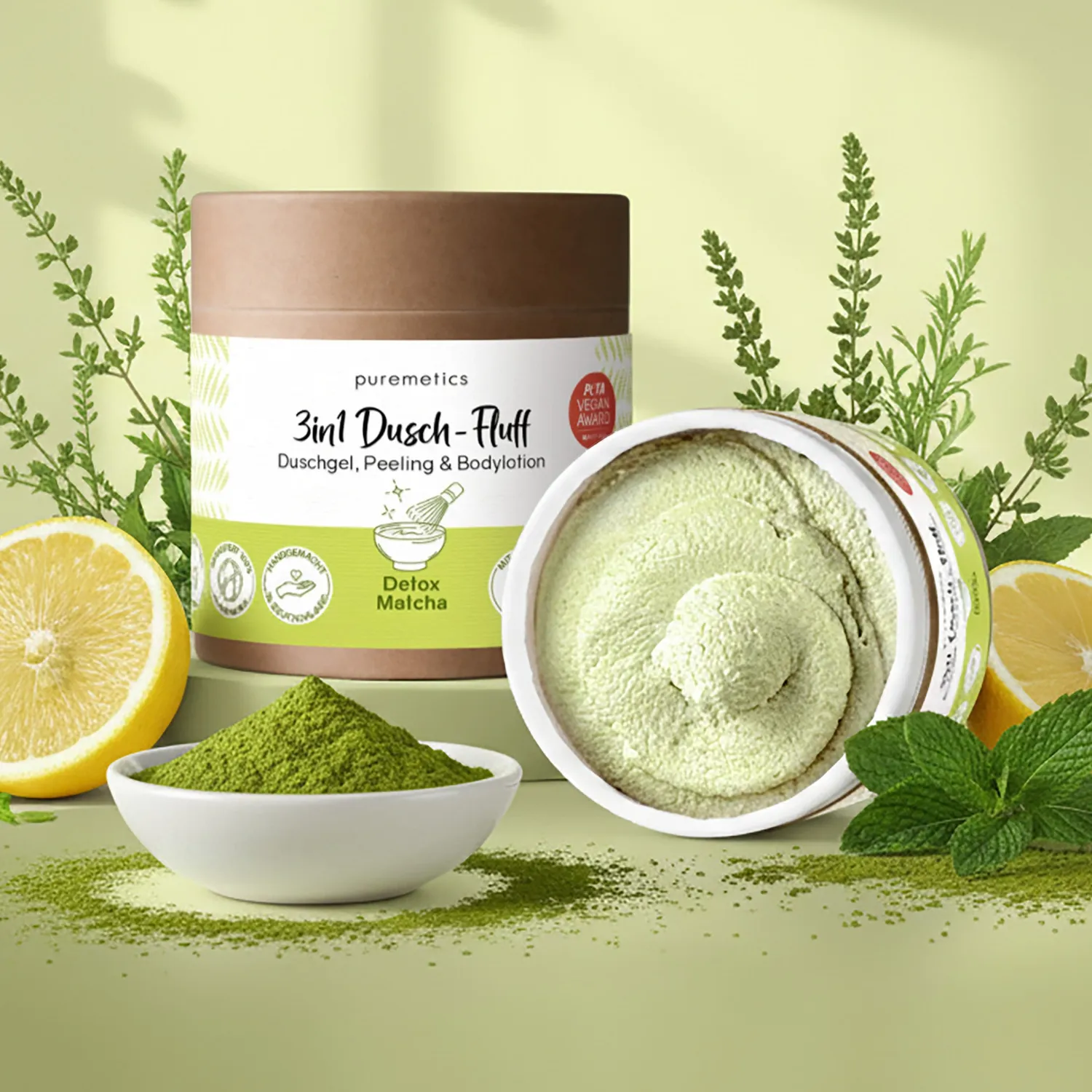 puremetics Detox Matcha 3i1 brusefluff frisk grøn