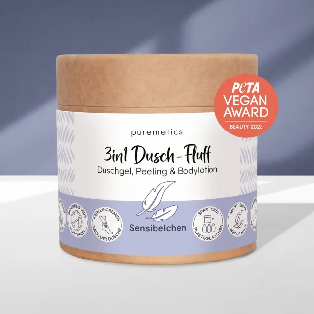 puremetics 3in1 Dusch-Fluff Sensibelchen uparfumeret