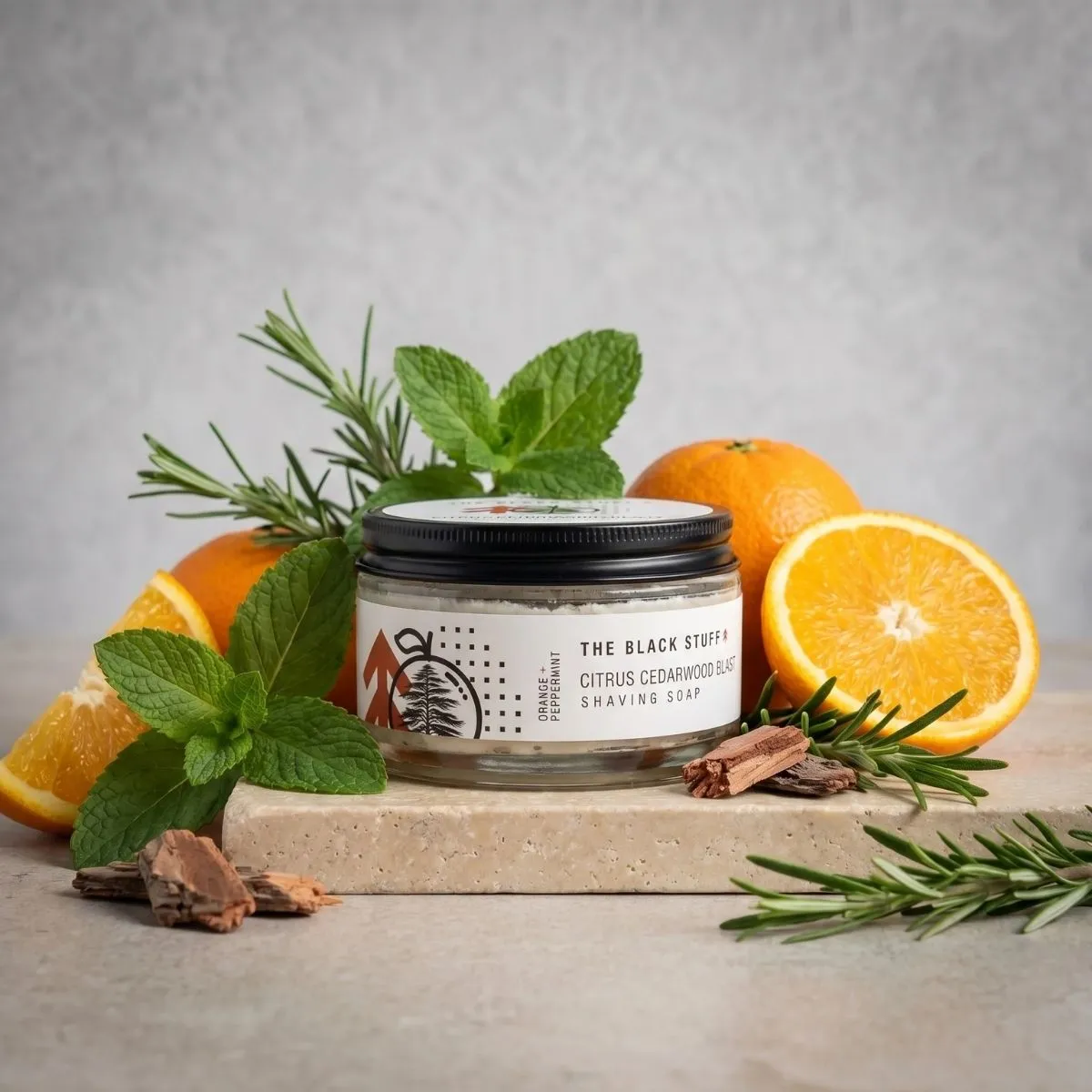 The Black Stuff Citrus Cedarwood Blast barbersæbe 155g