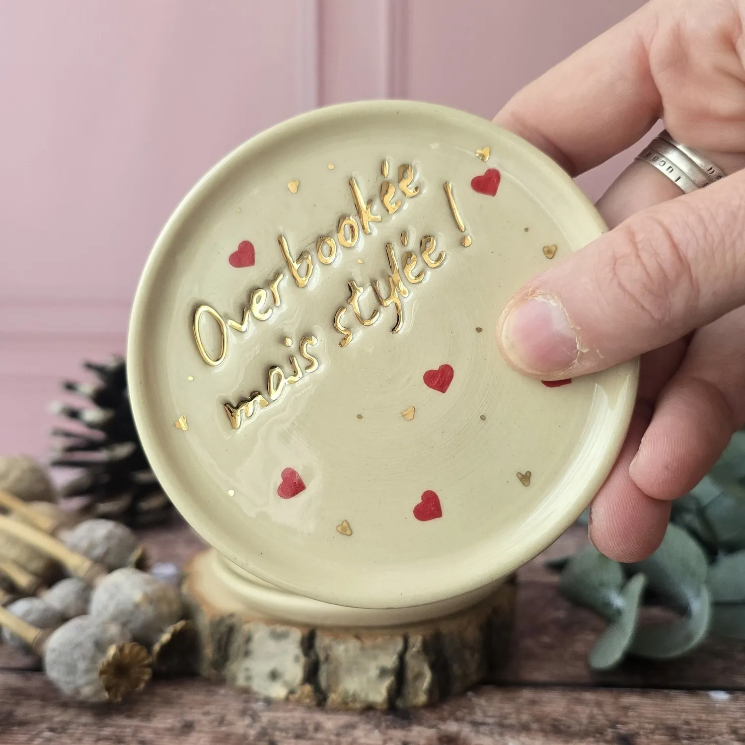 Naturayl Go Girl Club skål med tekst guld håndlavet