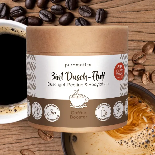 puremetics Coffee Booster brusefluff 3i1 kaffeduft