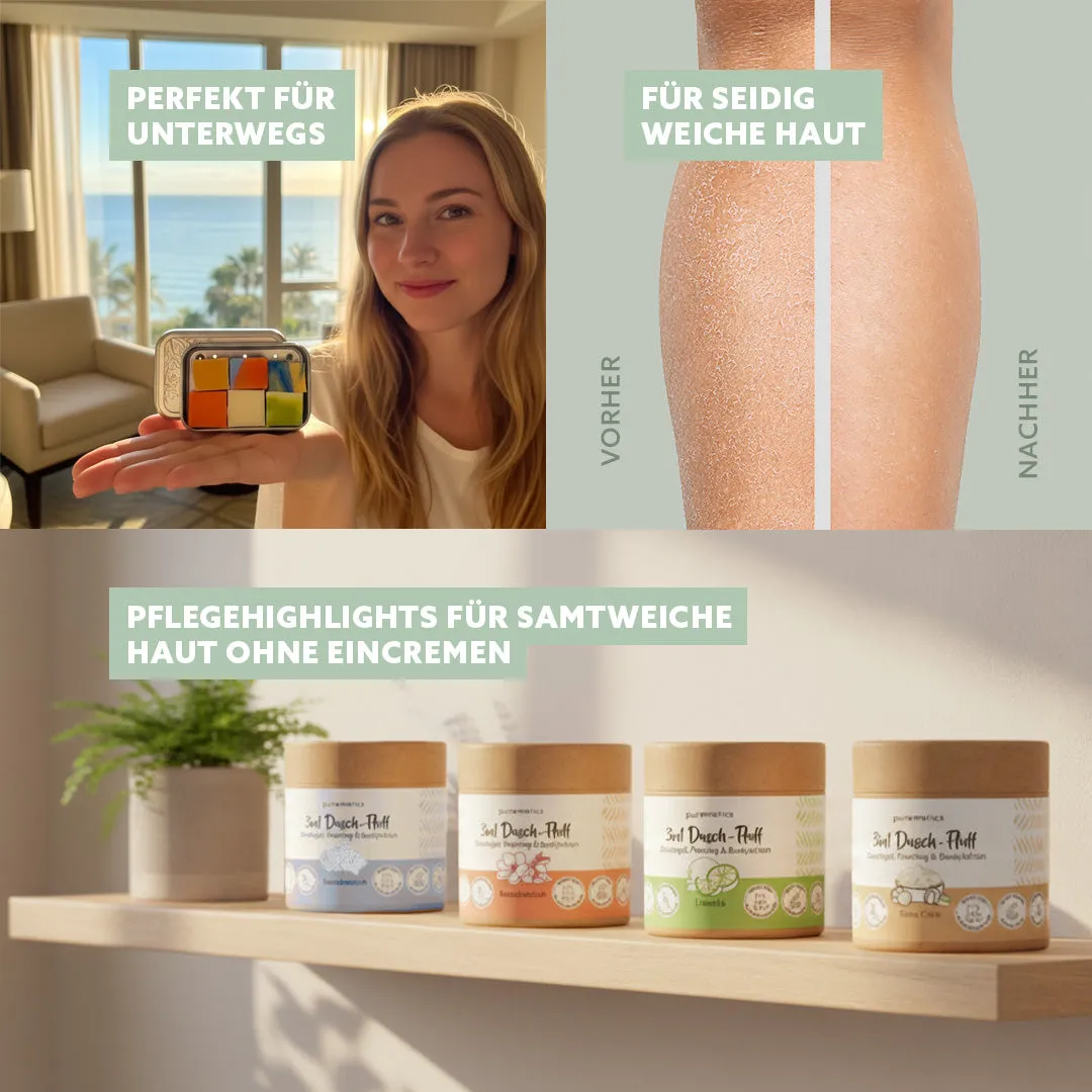 puremetics 3in1 Dusch-Fluff startsæt bestseller 4 stk