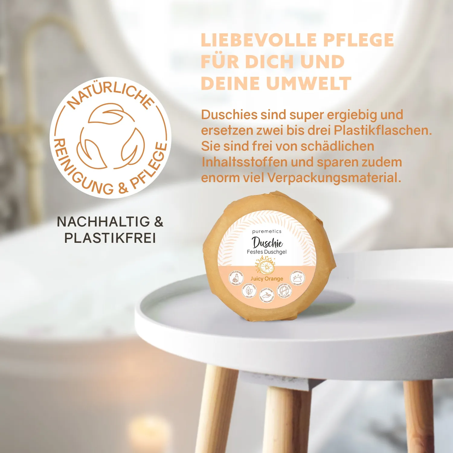 puremetics Duschie Juicy Orange fast brusesæbe 1 stk appelsin