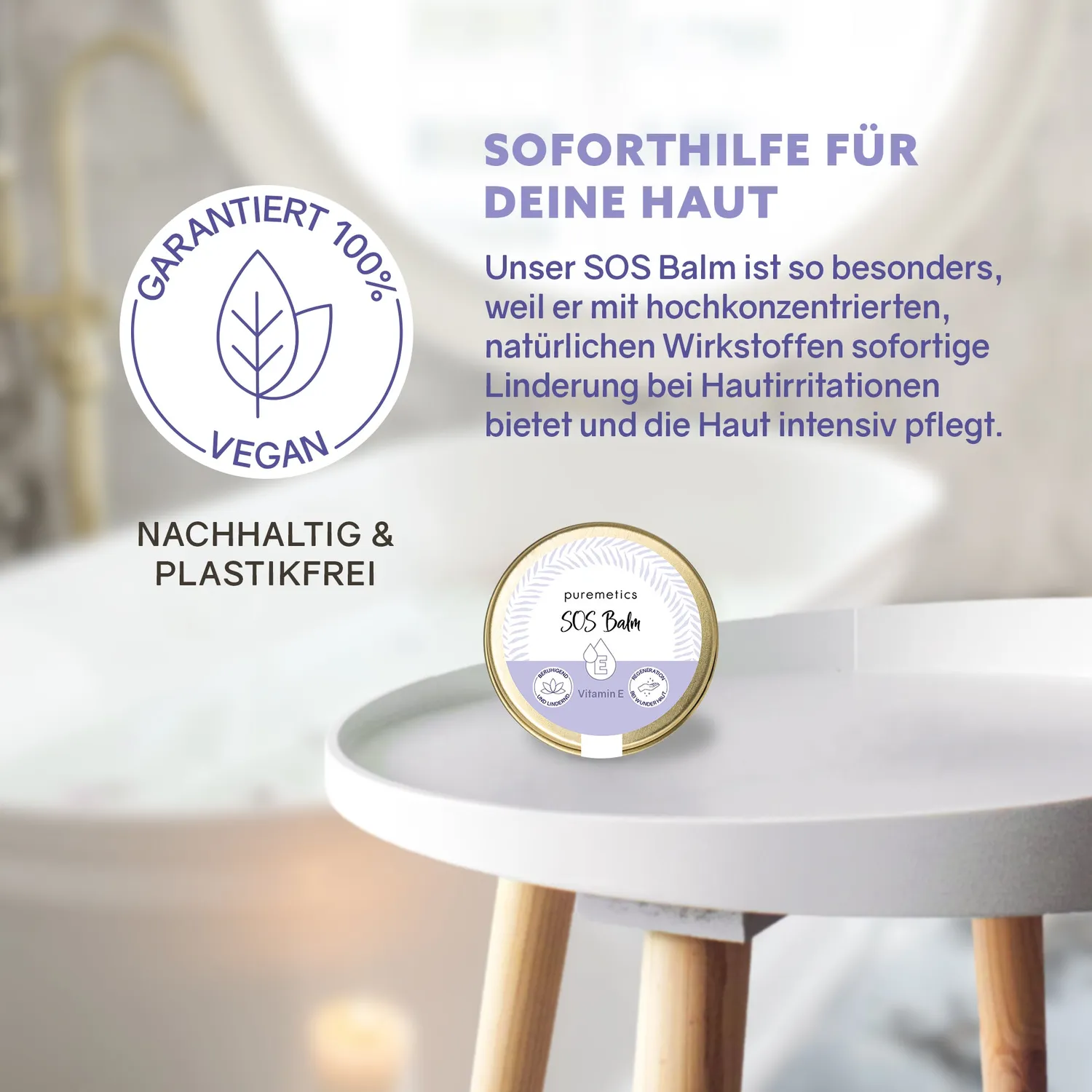 puremetics SOS Balm Vitamin E hudbalsam med tea tree