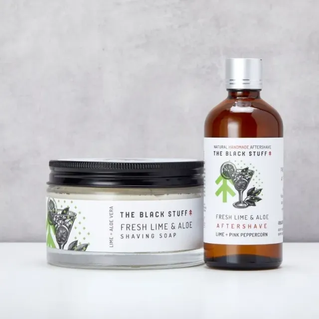 The Black Stuff Fresh Lime barbersæt sæbe + splash lime