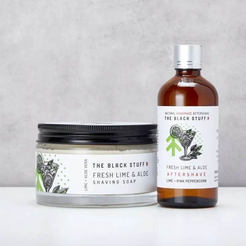 The Black Stuff Fresh Lime barbersæt sæbe + splash lime