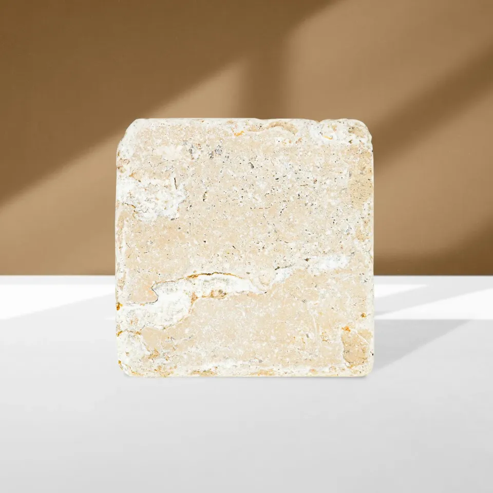 puremetics sæbeskål travertinsten 10x10 cm natur