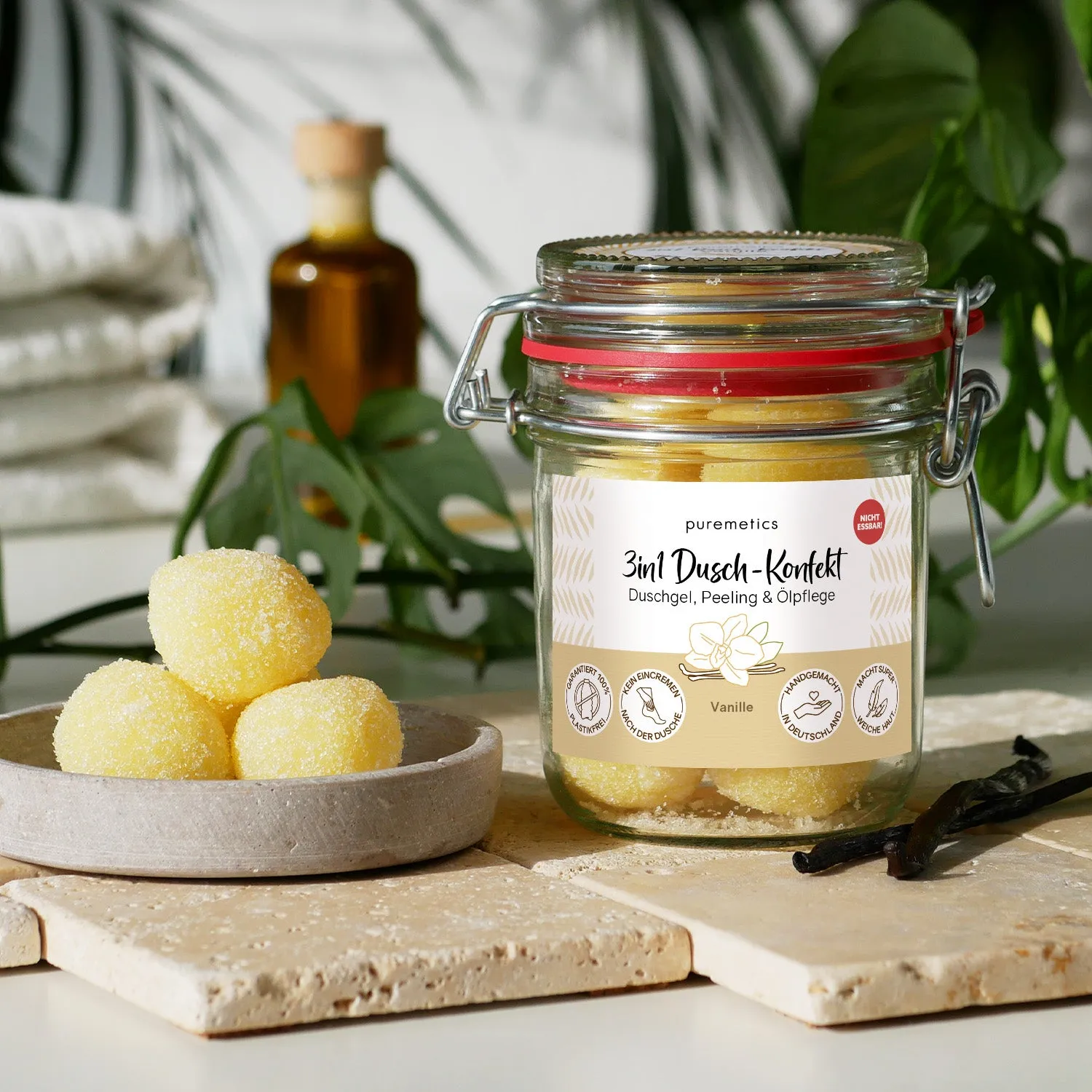 puremetics 3in1 bade konfekt vanilje 10 stk peeling