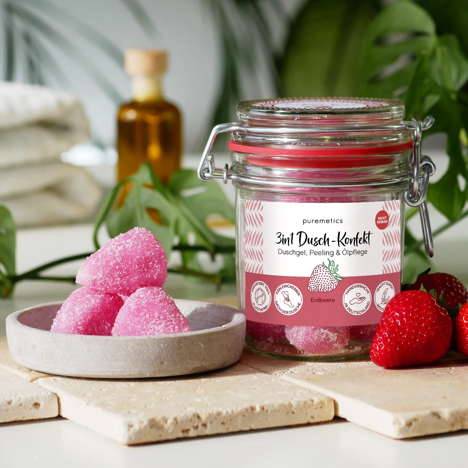 puremetics 3in1 Dusch-Konfekt Erdbeere badesæbe 10 stk
