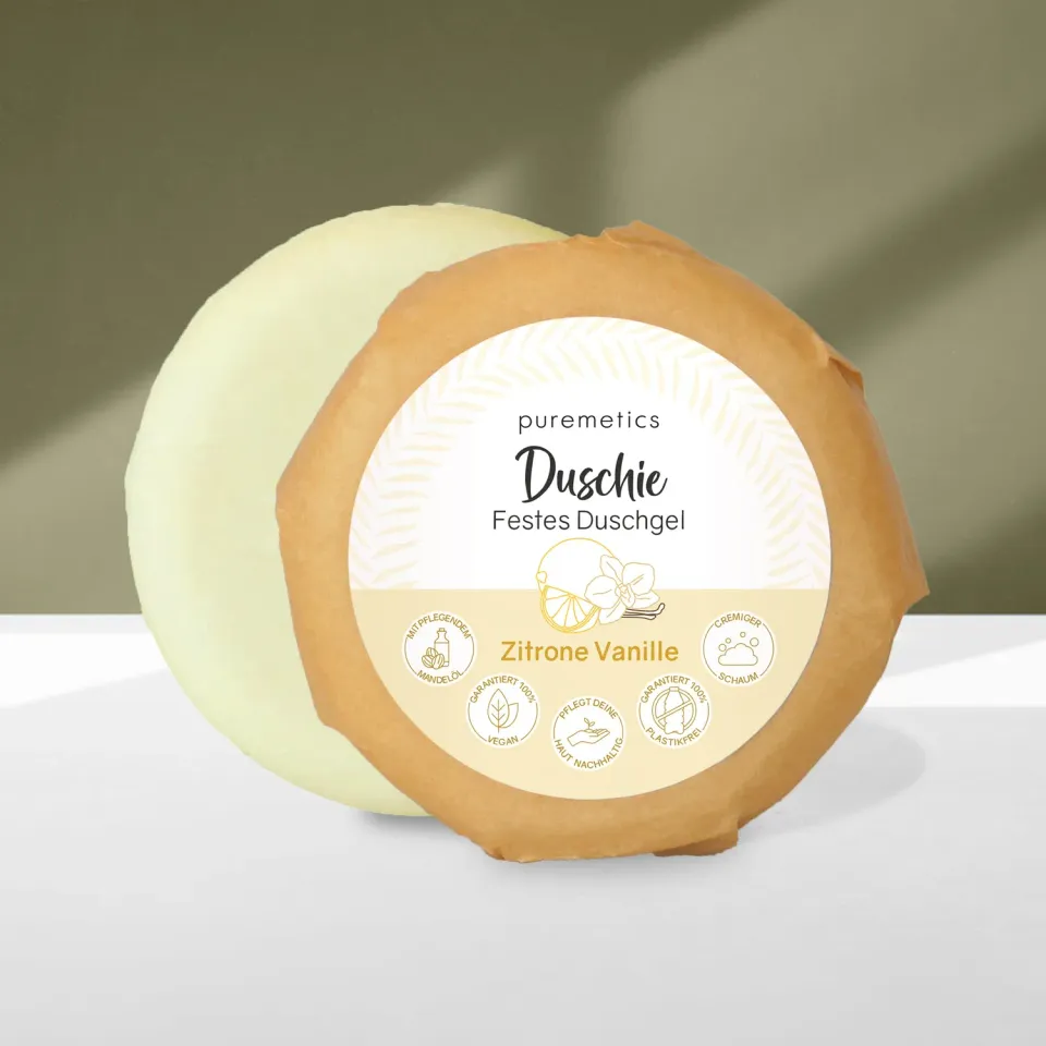 puremetics Duschie Zitrone Vanille fast brusesæbe 1 stk