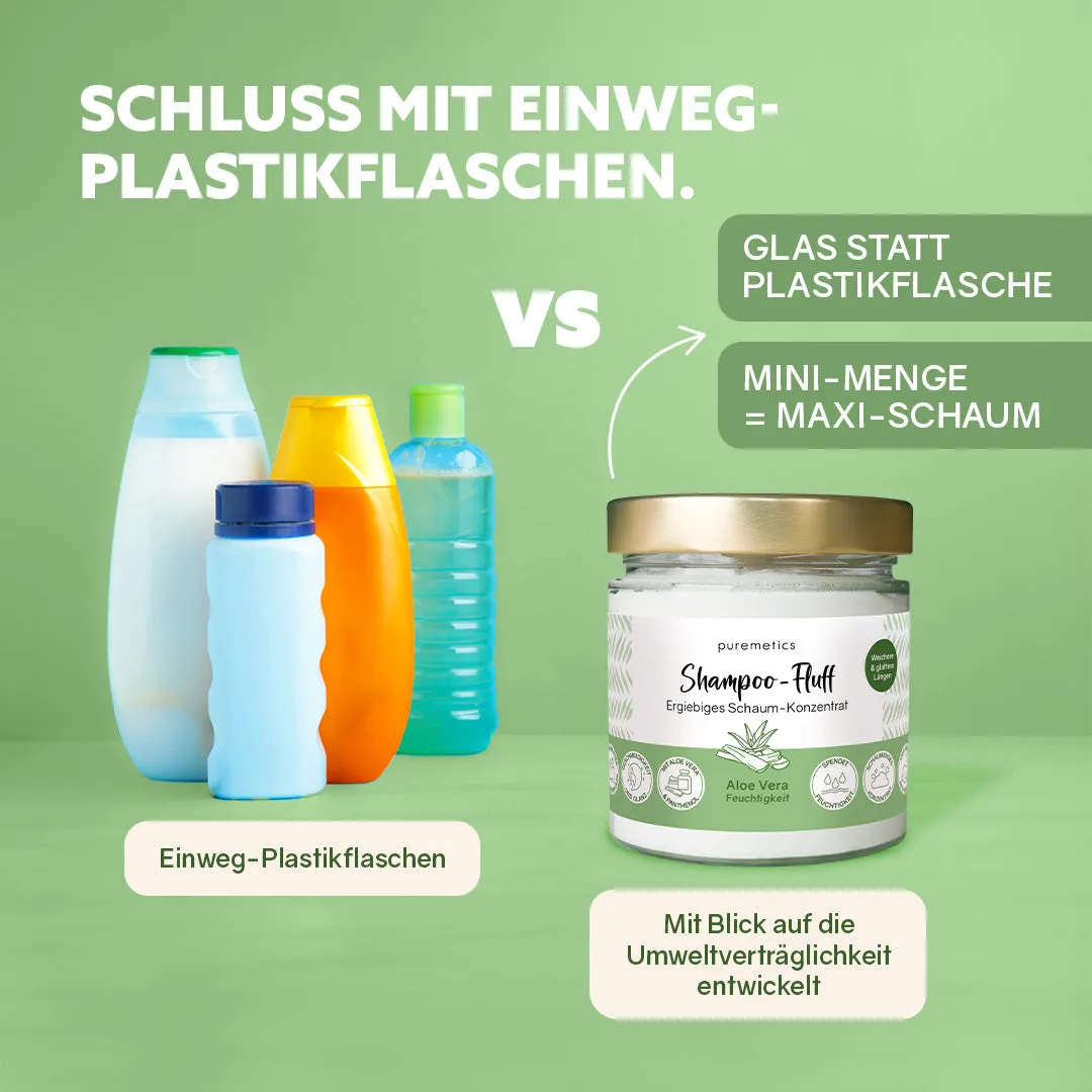 puremetics Aloe Vera shampoo fluff fugt 1 glas
