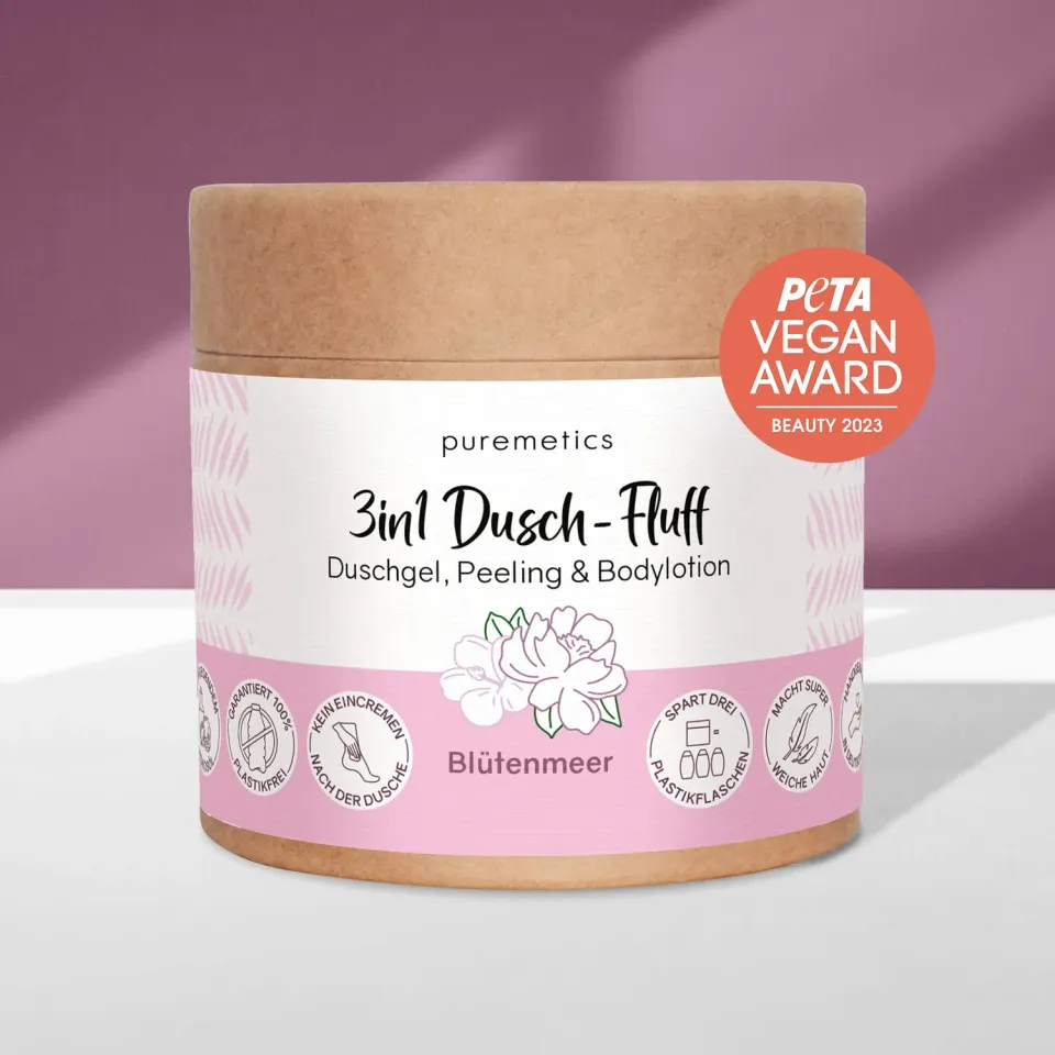 puremetics 3in1 Dusch-Fluff Blütenmeer bruseskum 1 stk blomsterduft