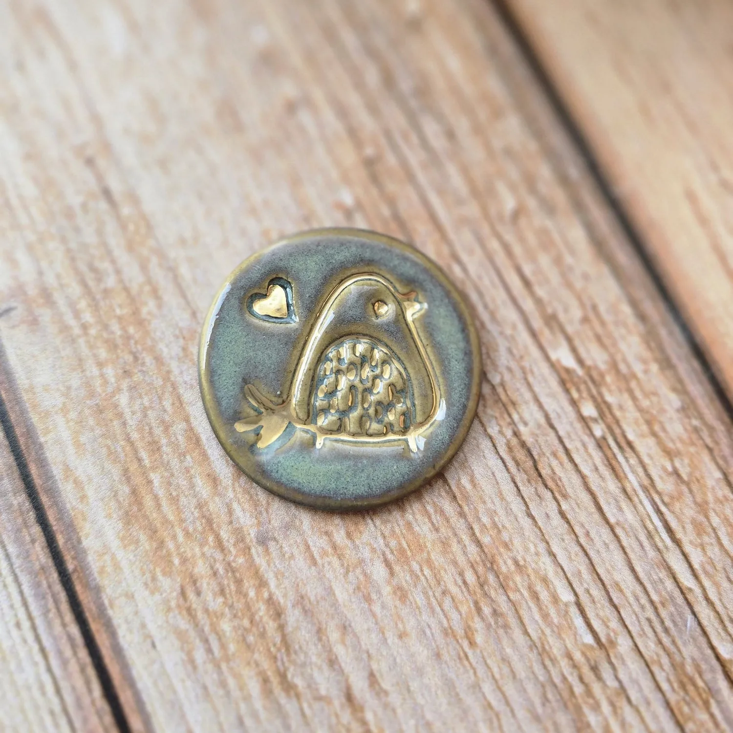 Naturayl Petit Oiseau pin grå fugl 3 cm keramik