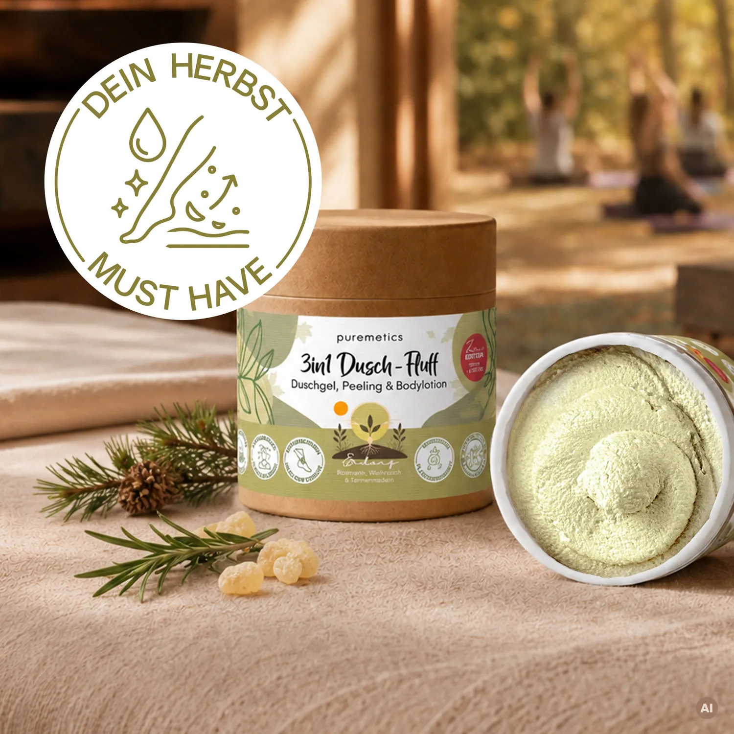 puremetics Erdung brusefluff 3i1 rosmarin duft