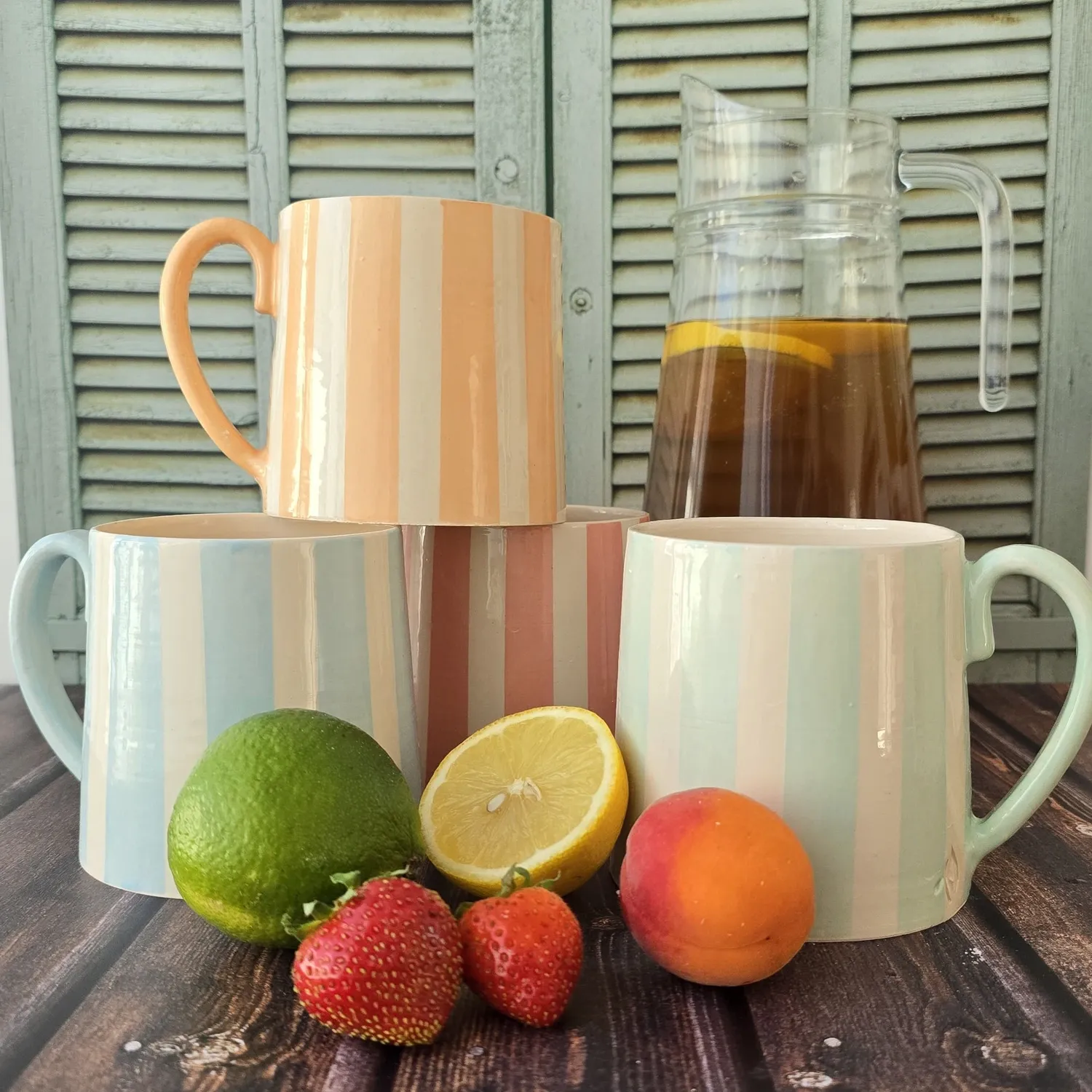 Naturayl Dolce Vita Tasse Rayée kop Blå Riviera 530 ml håndlavet