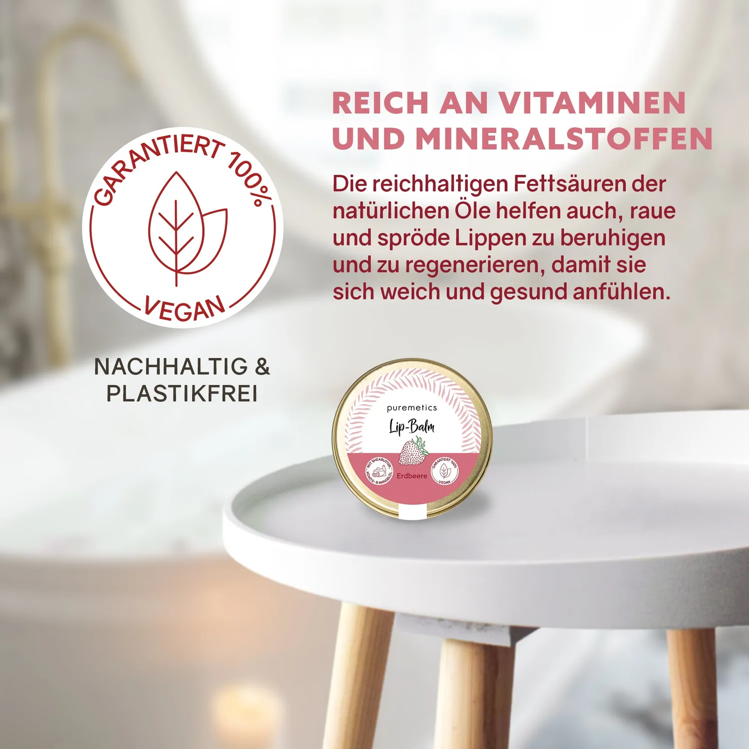 puremetics Lip Balm læbepomade jordbær mild duft