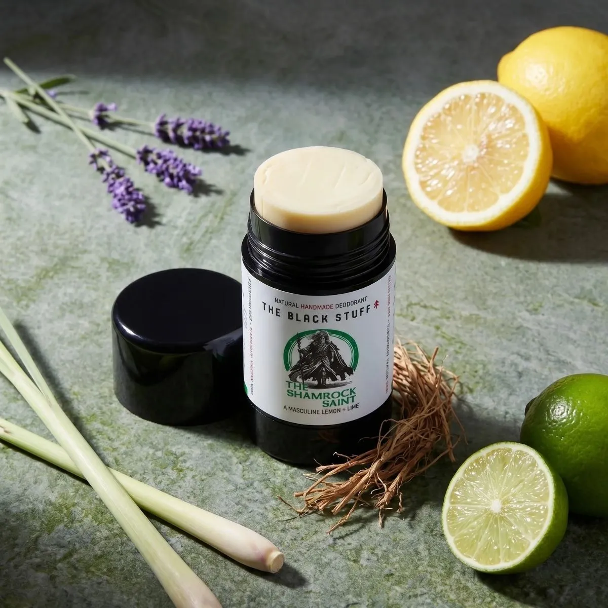 The Black Stuff Shamrock Saint deodorant naturlig lemon lime