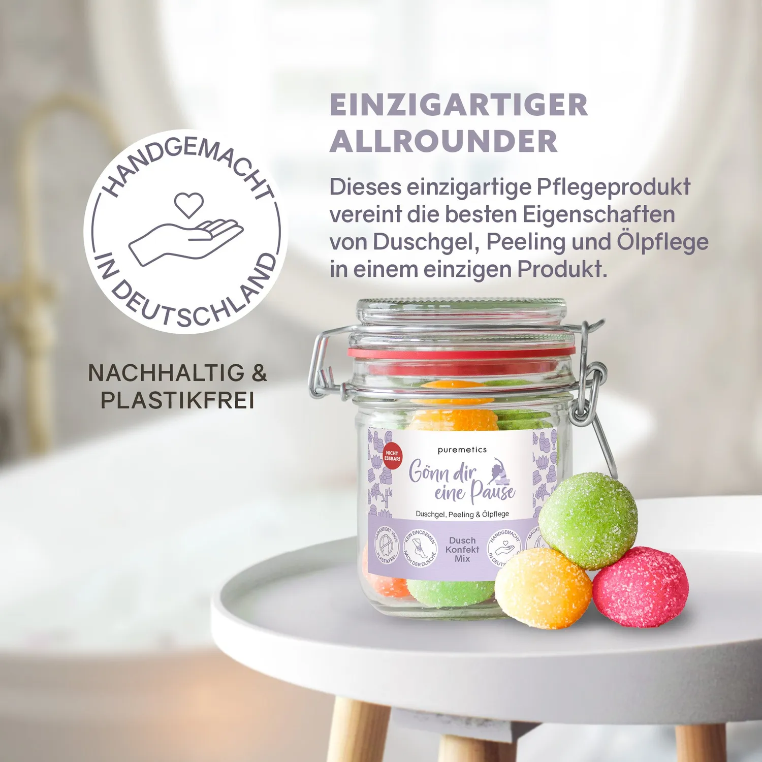 puremetics 3in1 Dusch-Konfekt Pause brusekugler 10 stk