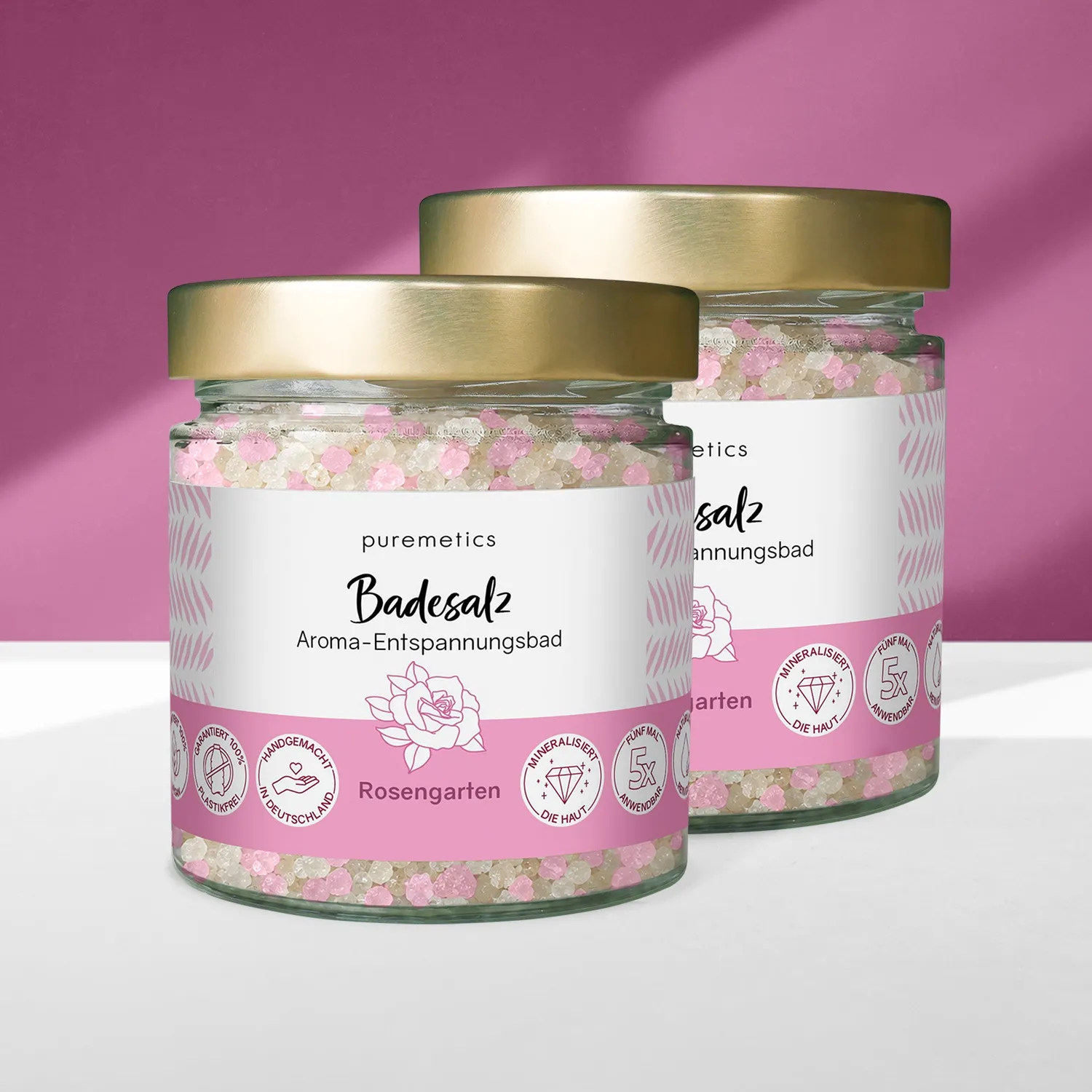 puremetics Rosengarten badesalt 1 glas med roseduft