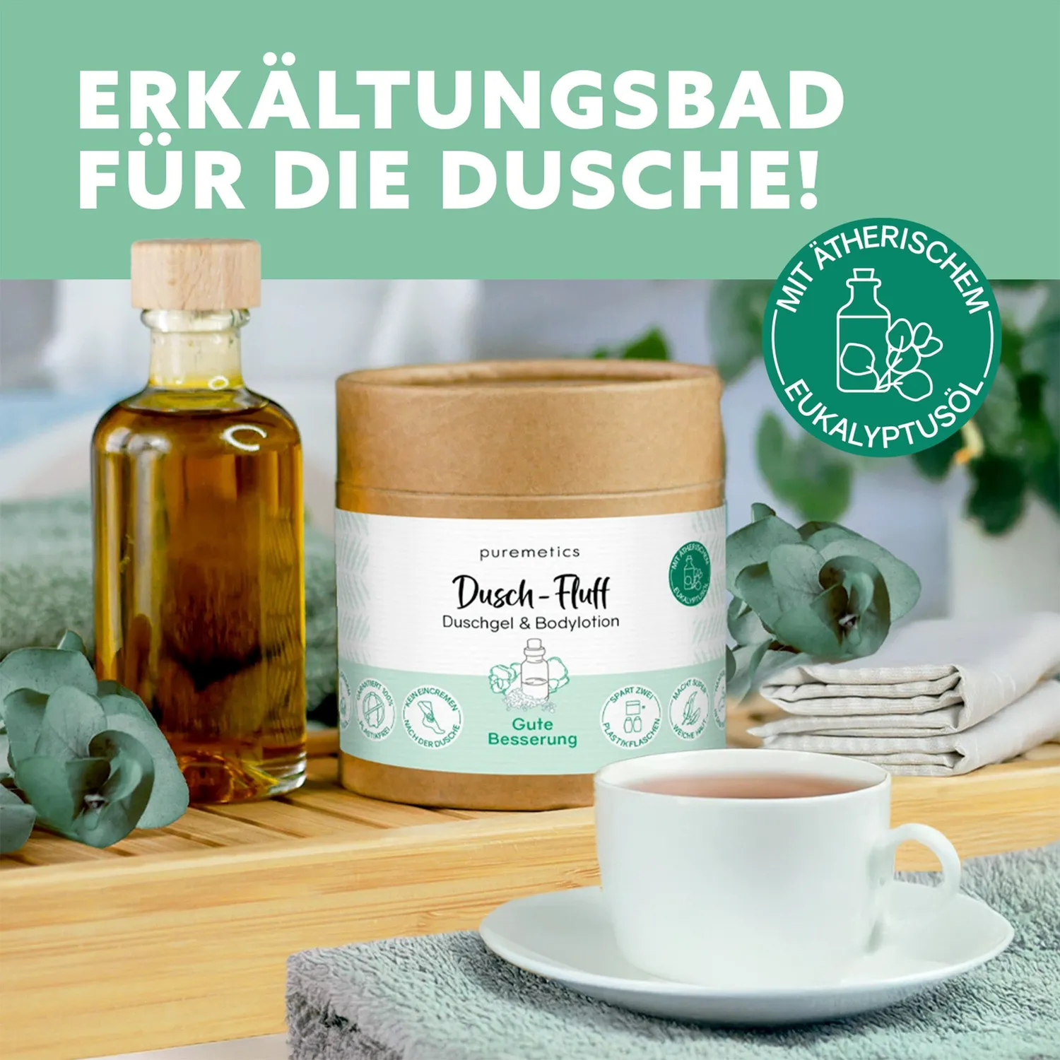 puremetics Gute Besserung dusch-fluff eukalyptus 1 stk