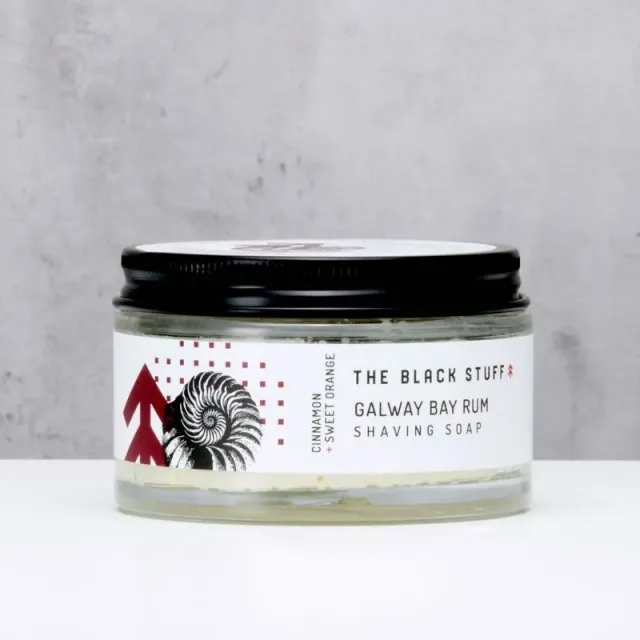 The Black Stuff Galway Bay Rum barbersæbe 155g glas