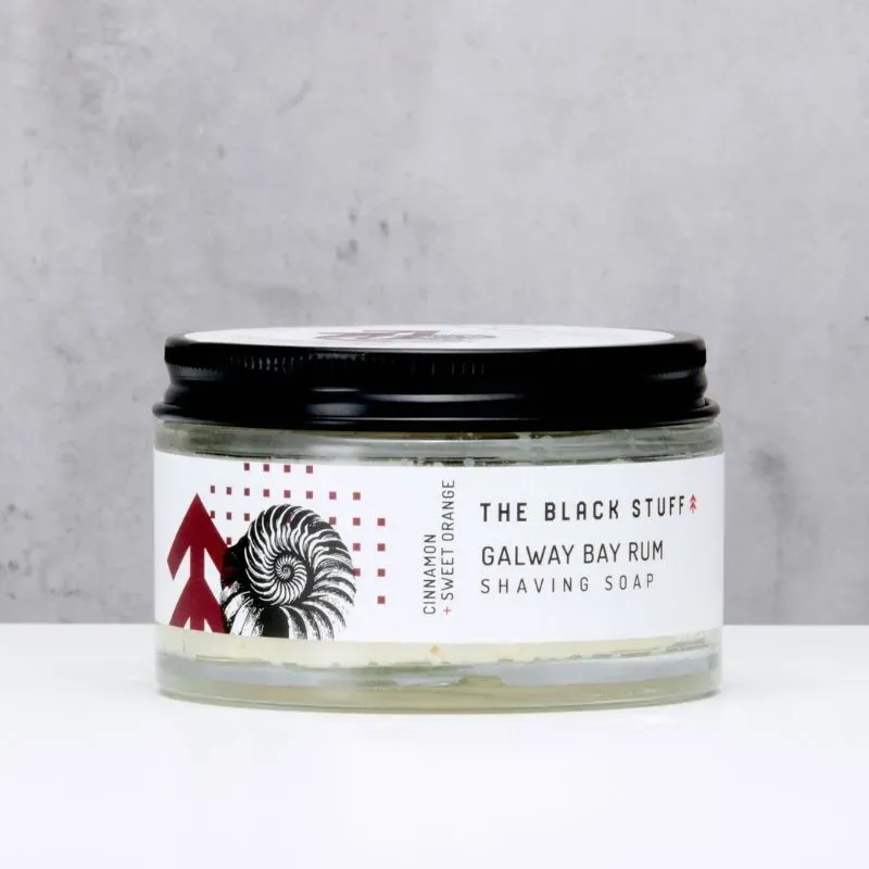 The Black Stuff Galway Bay Rum barbersæbe 155g glas