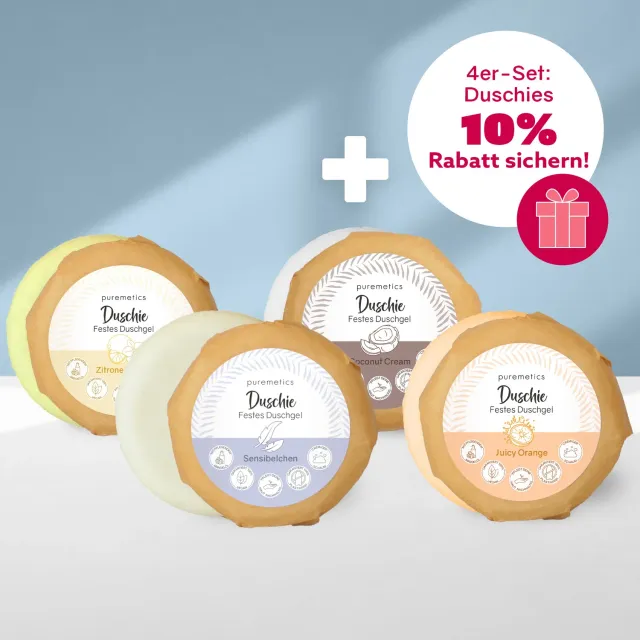 puremetics Duschies Kennenlern-Set fast brusebar 4x60 g