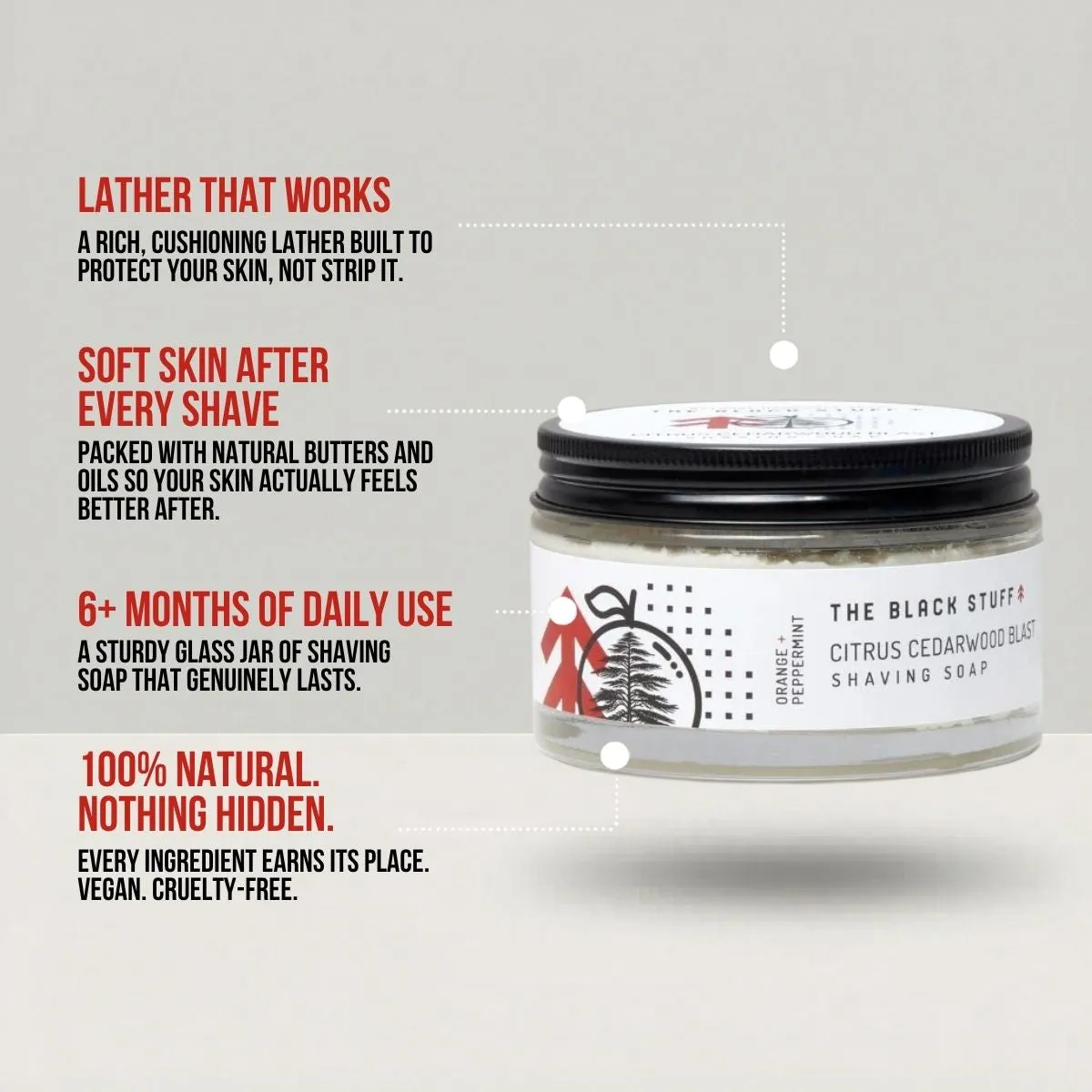 The Black Stuff Citrus Cedarwood Blast barbersæbe 155g