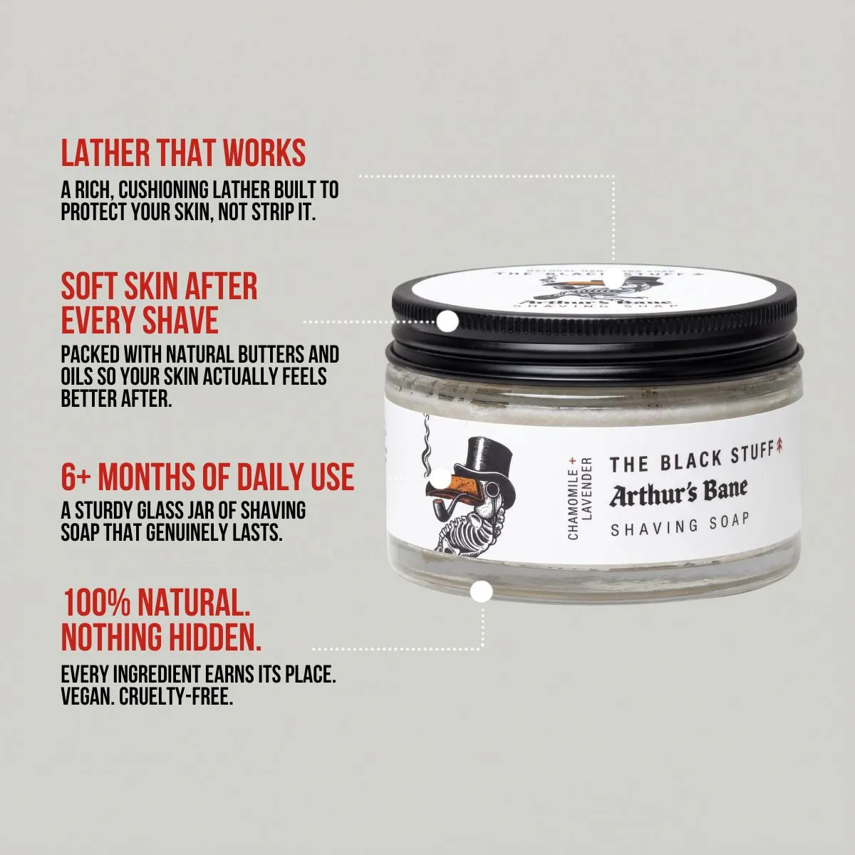 The Black Stuff Arthur's Bane barbersæbe 155 g glas