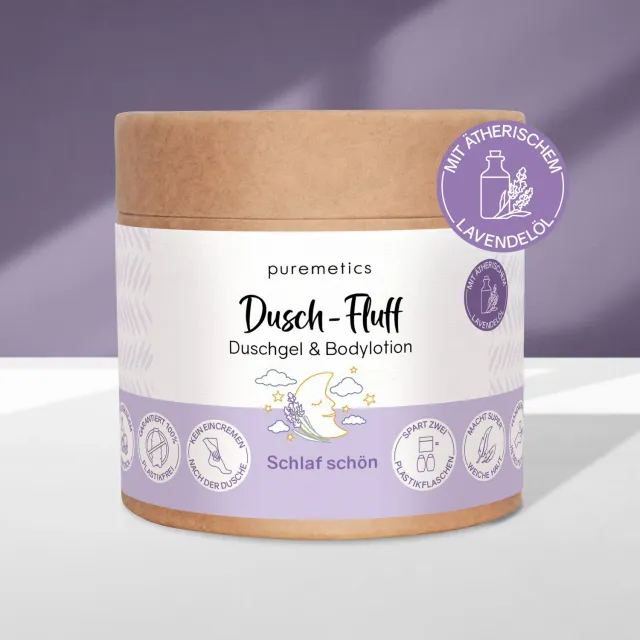 puremetics Dusch-Fluff Schlaf schön badesæbe lavendel 1 stk