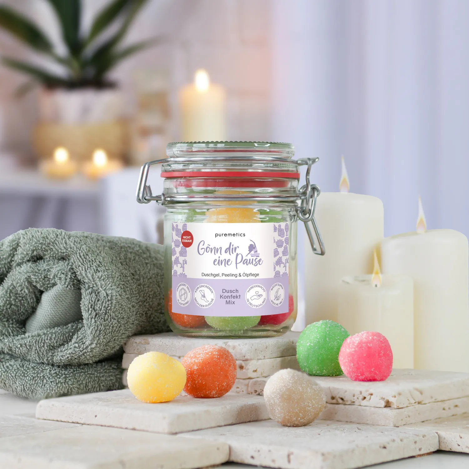 puremetics 3in1 Dusch-Konfekt Pause brusekugler 10 stk