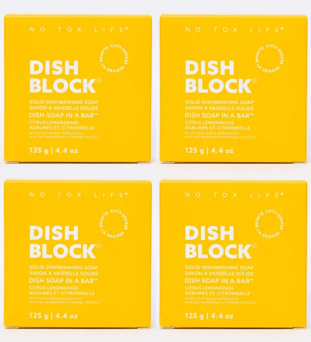 No Tox Life Dish Block fast opvaskesæbe citrus 4-pak