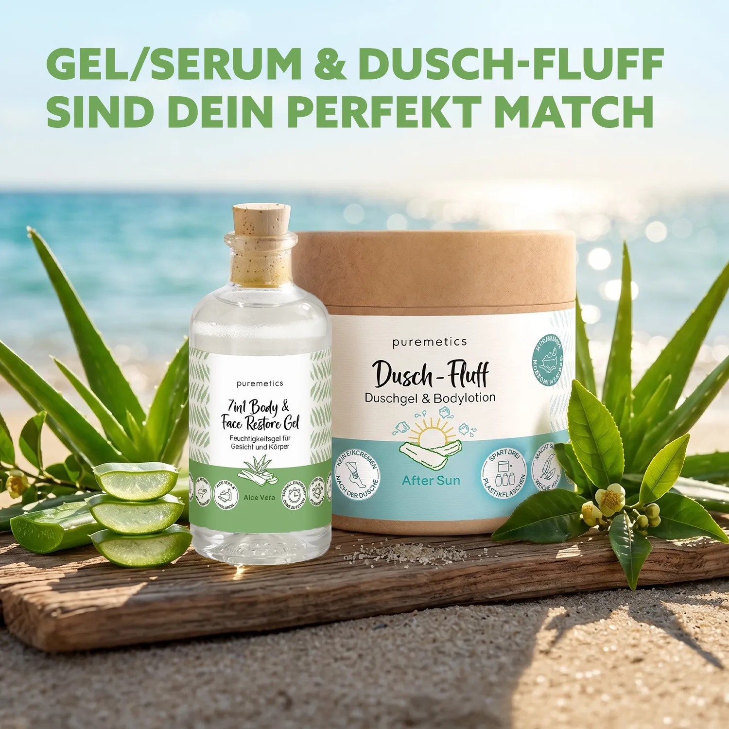 puremetics 7in1 Restore Gel Aloe Vera ansigtsgel 1 flaske let