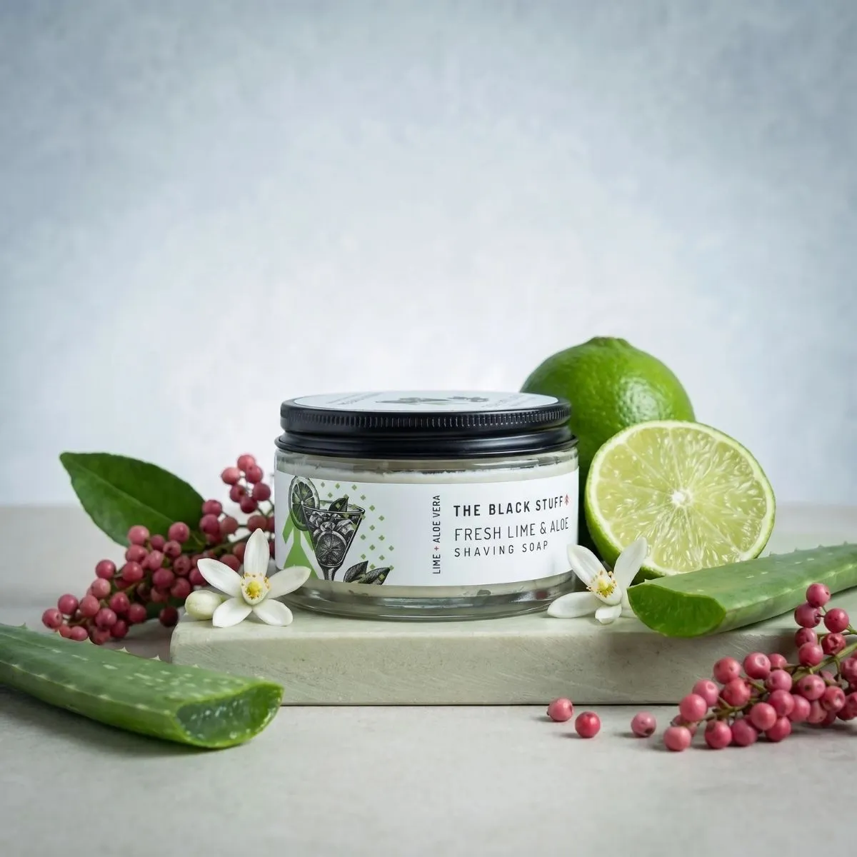 The Black Stuff Fresh Lime barbersæbe 155 g glas
