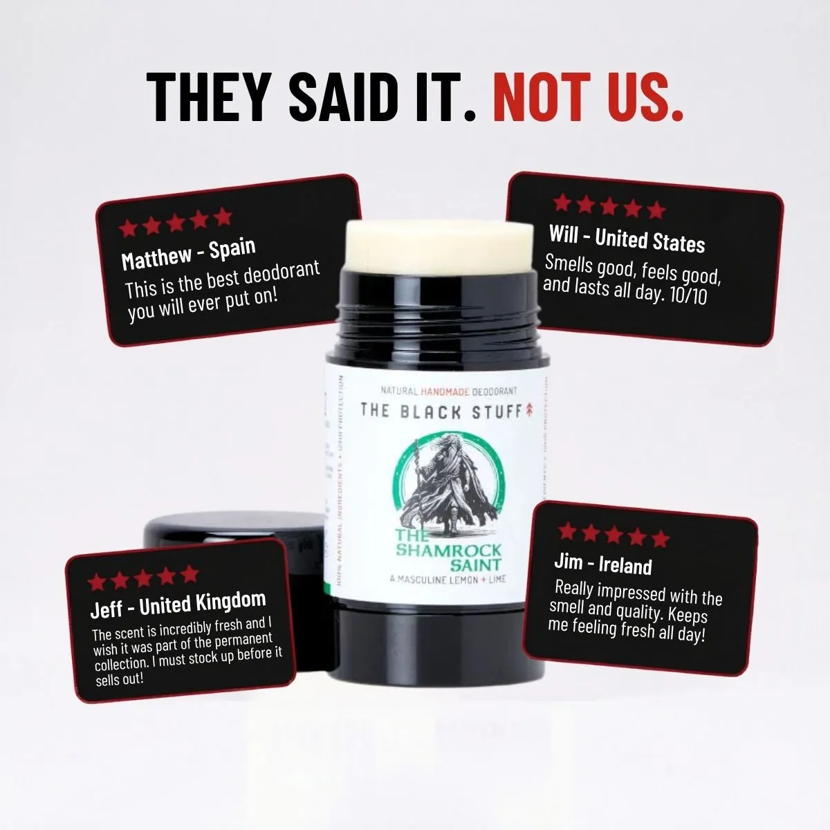 The Black Stuff Shamrock Saint deodorant naturlig lemon lime