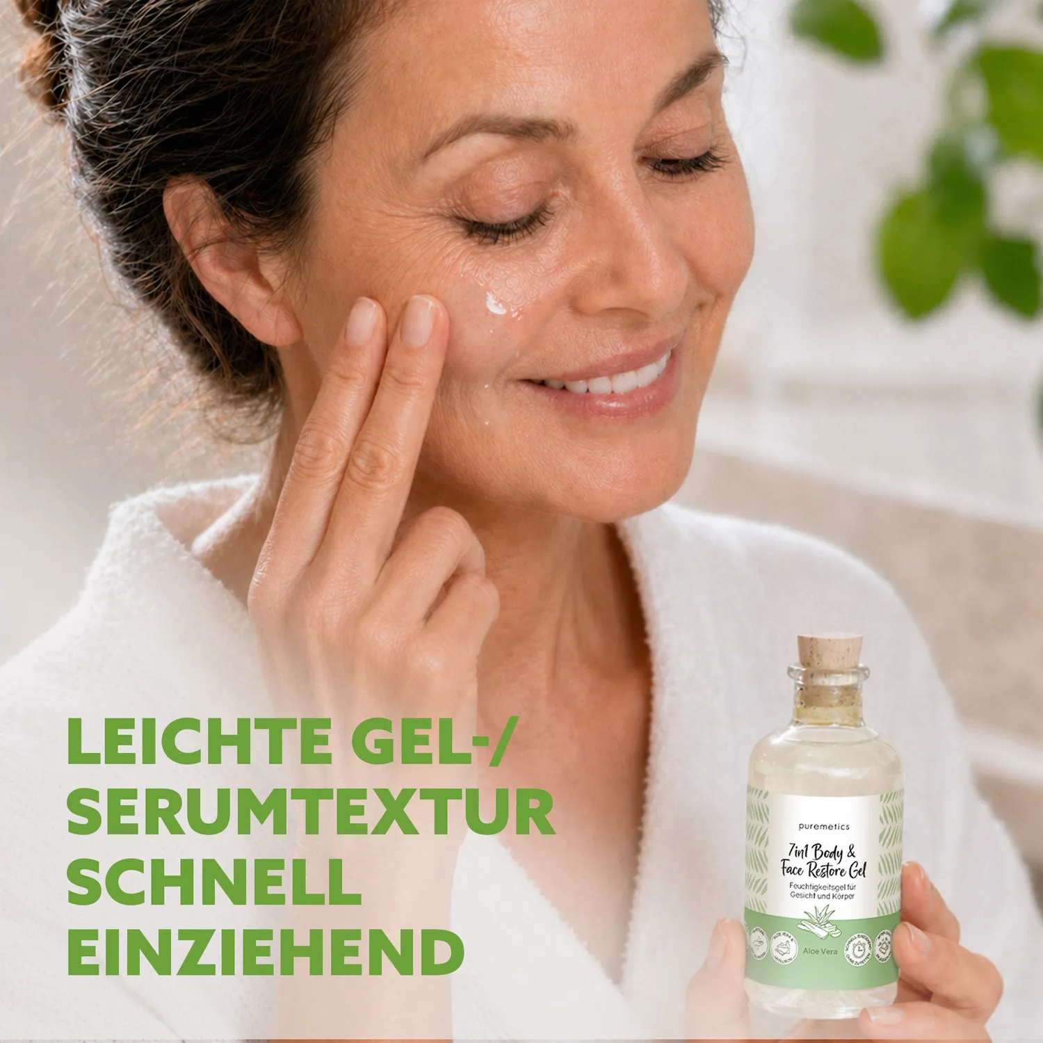 puremetics 7in1 Restore Gel Aloe Vera ansigtsgel 1 flaske let