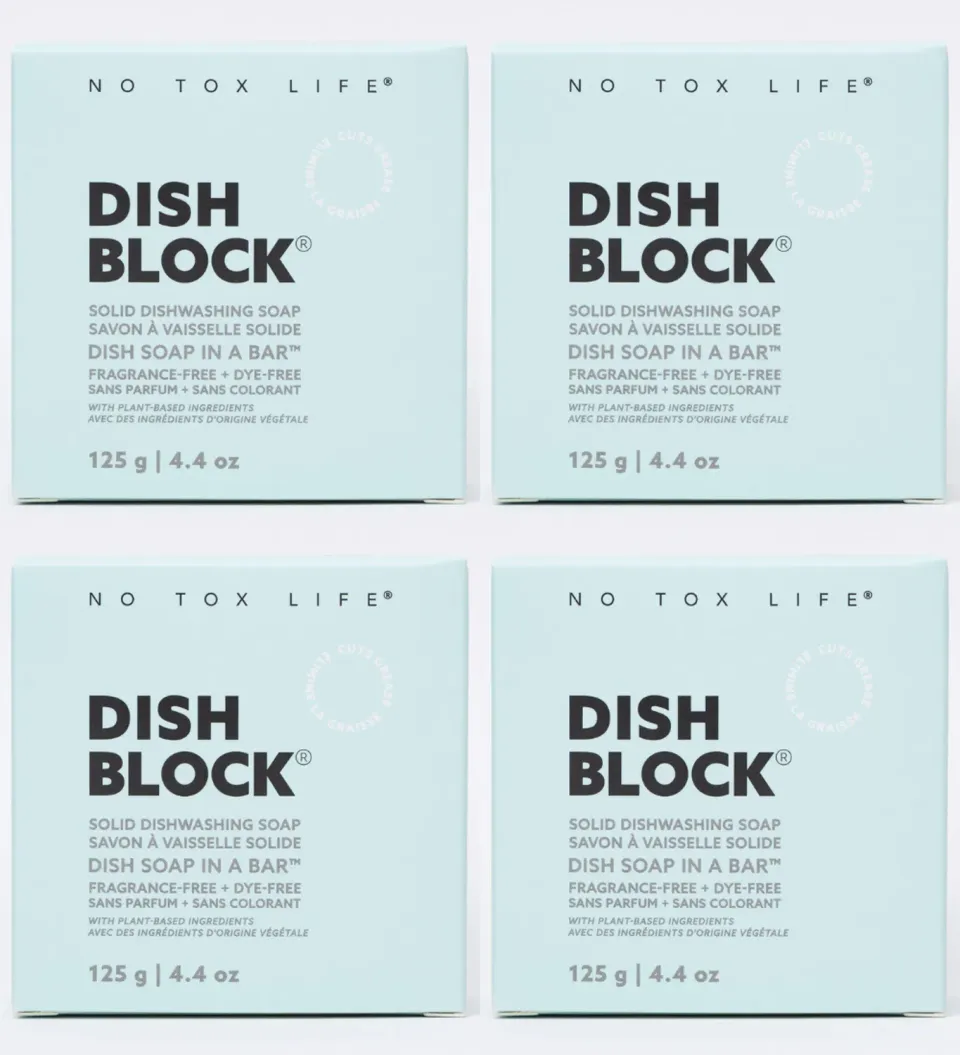 No Tox Life DISH BLOCK opvaskesæbe 4-pak uden duft