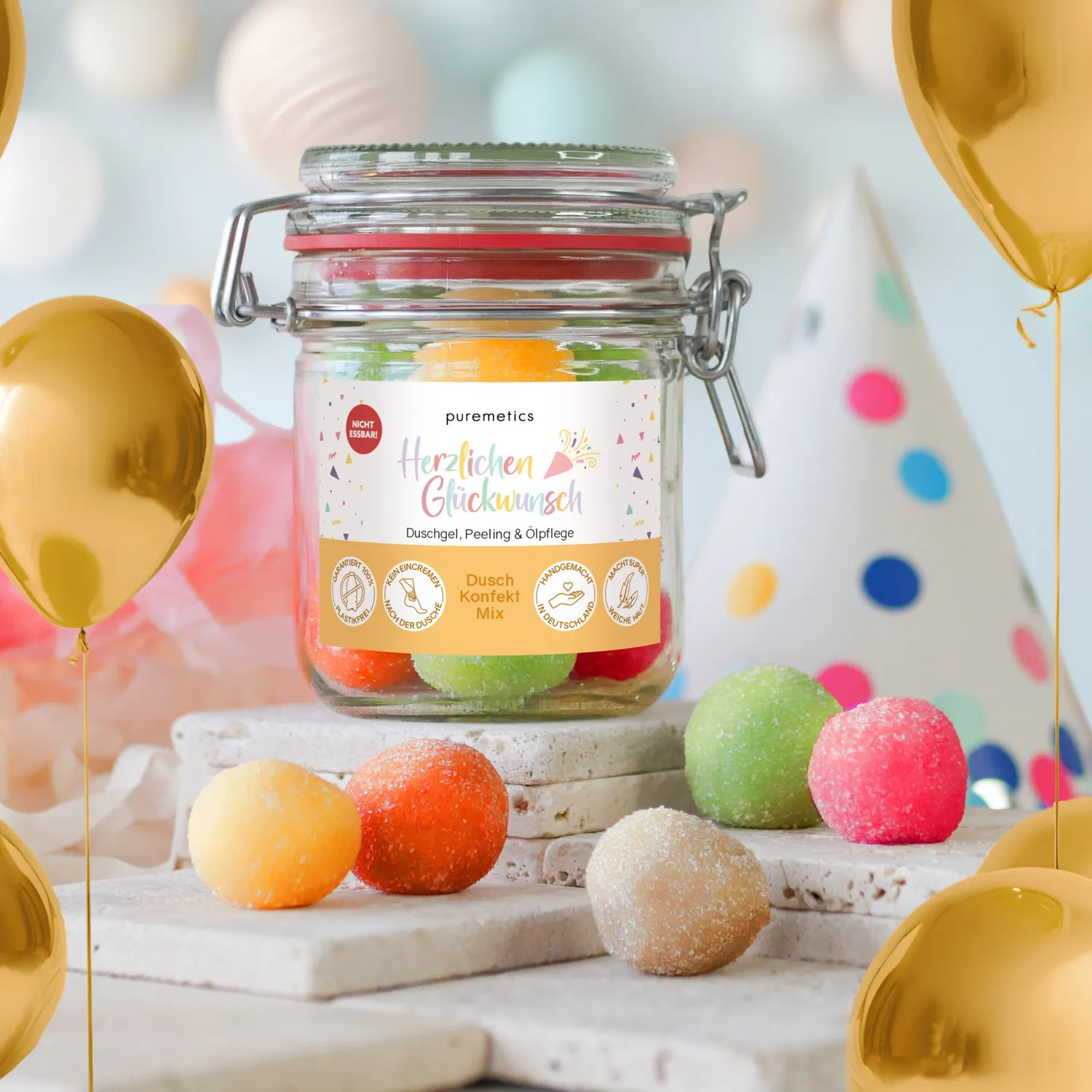 puremetics 3in1 Herzlichen Glückwunsch brusekonfekt 10 stk mix